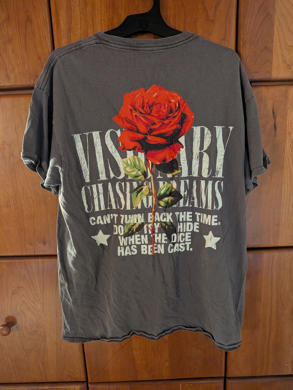 Fashion Nova Men's Charcoal Tee with Red Rose Graphic